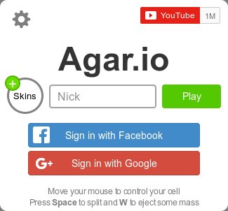 Image of the agar.io start screen